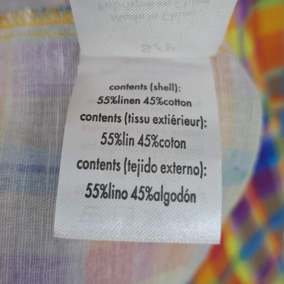 We Wore What Oversized Dad Shirt Rainbow Plaid Linen Blend Women's Size S Small - Picture 6 of 7